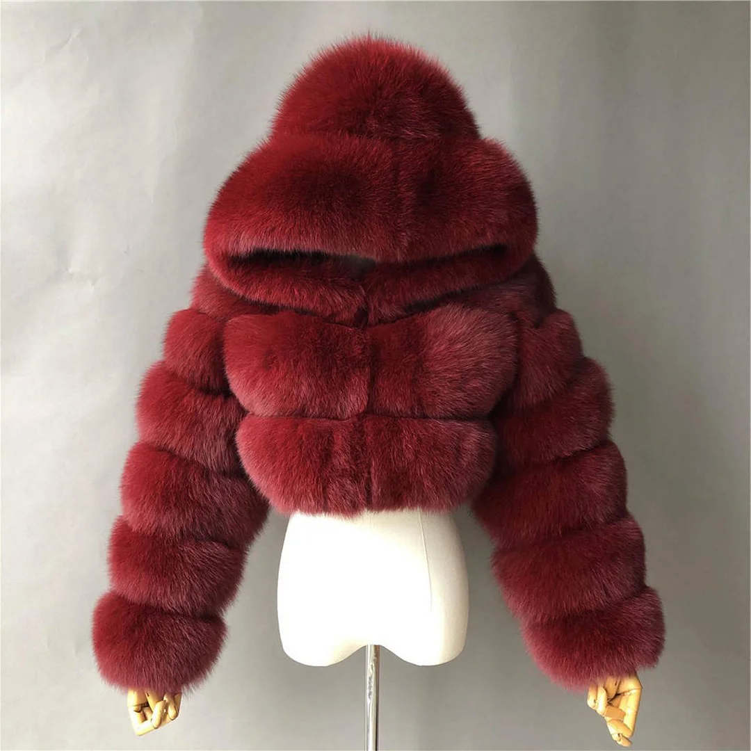 Women's Faux Fur Simple Crop Jacket / DarkAcademias /Darkacademias