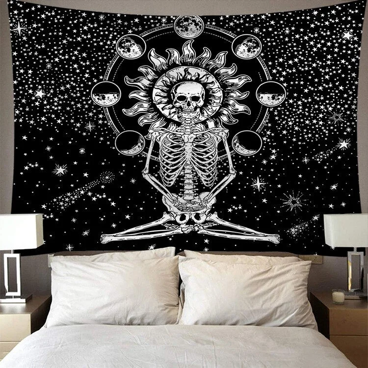 Hippie Void Sugar Skull Tapestry Mandala Wall Hanging Ouija Carpet Psychedelic Tapestry Yoga Boho Decor Blanket Wall Cloth