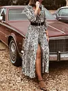 Snake-Print And Leopard Long Sleeves Maxi Dresses