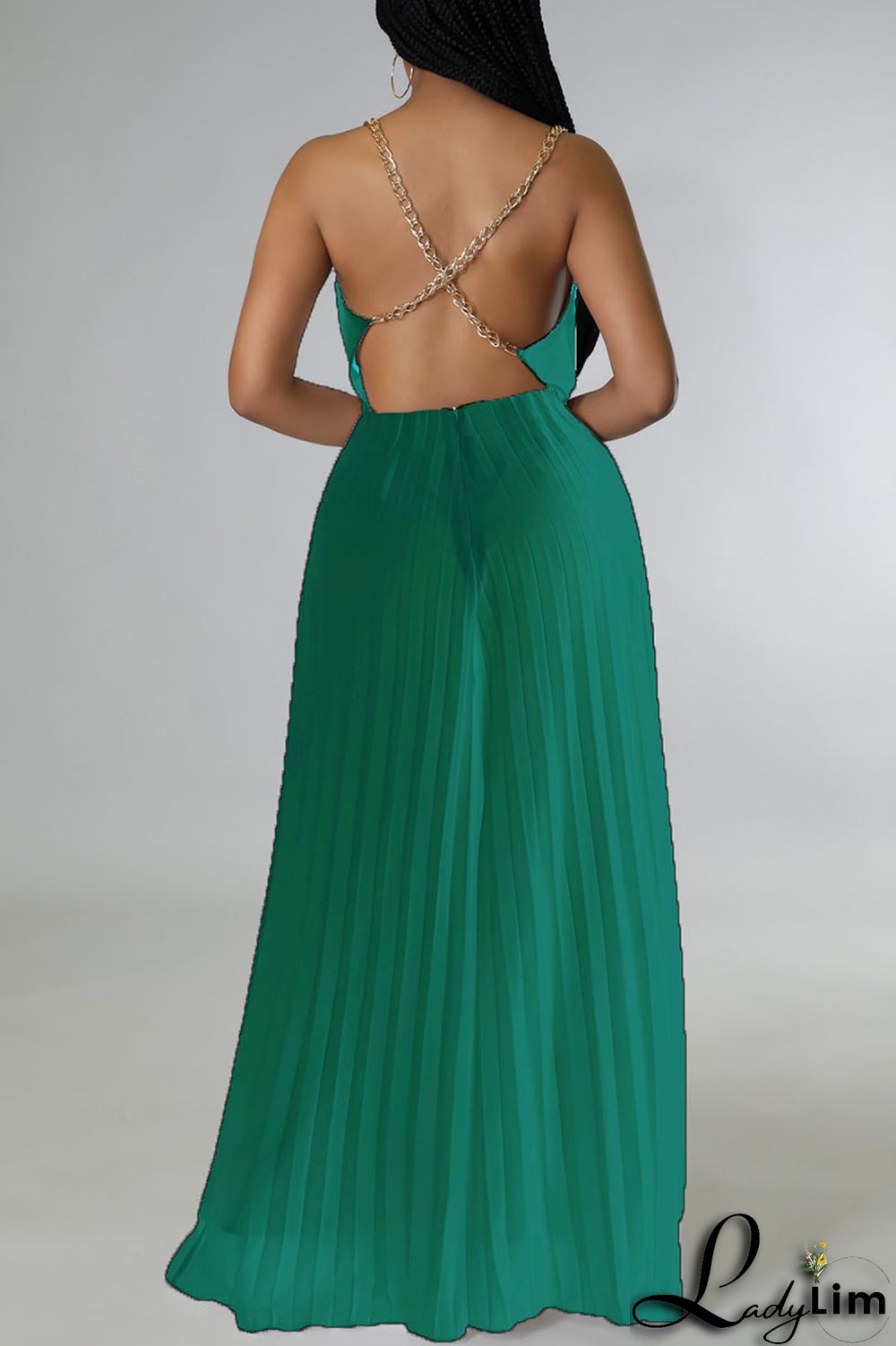 White Elegant Solid Patchwork Backless Fold Straight Jumpsuits