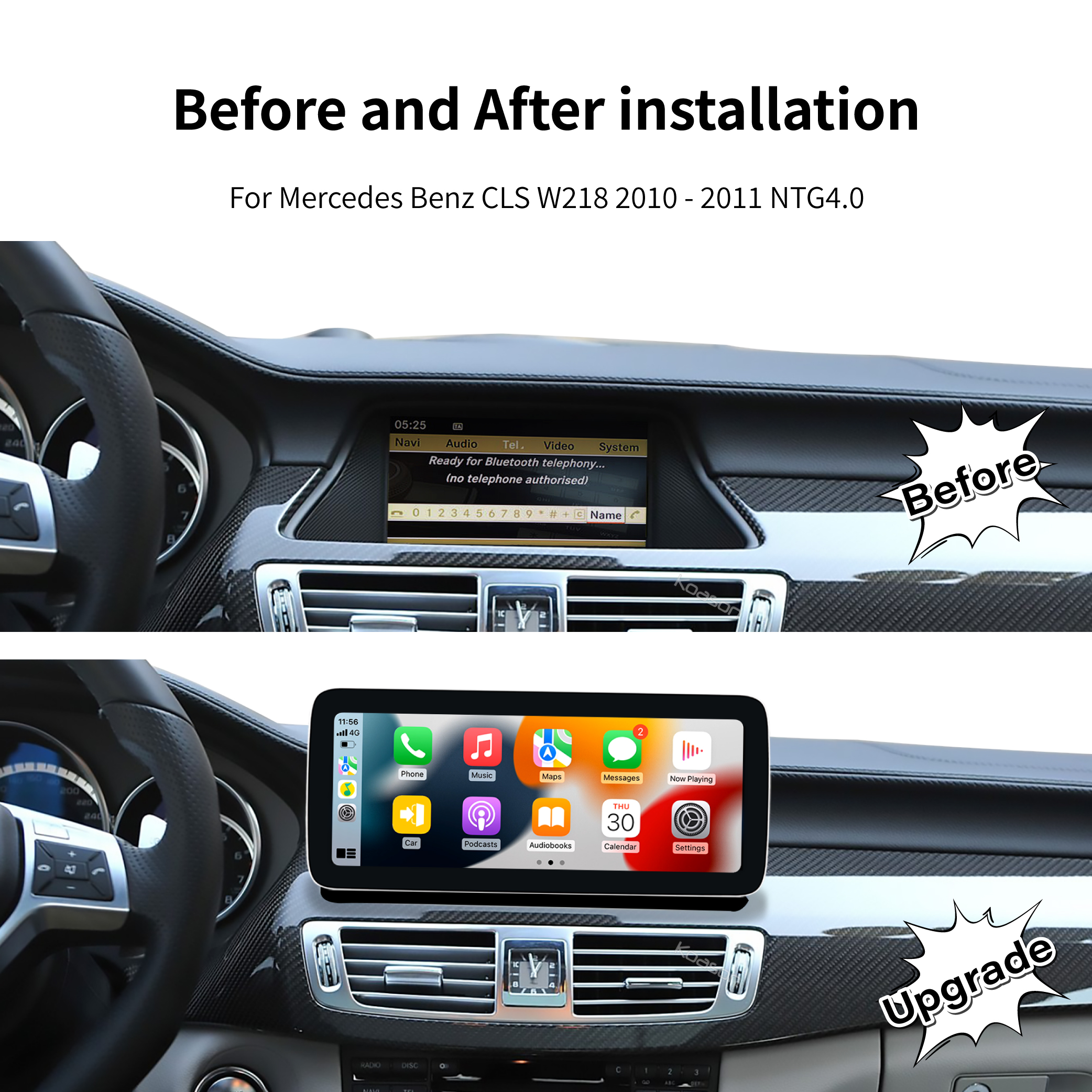 KOASON Linux Apple CarPlay Android Auto TouchScreen Original Retrofit Upgrade Monitor for Mercedes Benz CLS W218