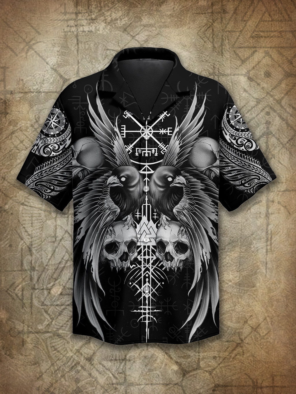 Viking Norse Spirit Runes Raven Totem Power Heritage Hawaiian Shirt / Rvogue / Rvogue