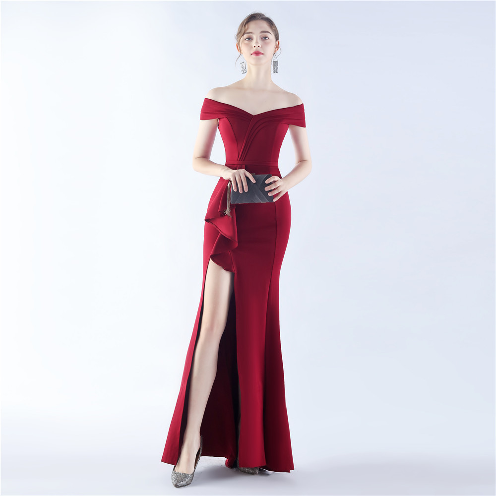 Classic Satin Off Shoulder Long Evening Dress - Elegant & Timeless - Ootddress Classic Satin Off Shoulder Long Evening Dress - Elegant & Timeless - Ootddress
