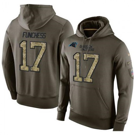 NFL Men's  Carolina Panthers #17 Devin Funchess Stitched Green Olive Salute To Service KO Performance Hoodie