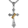 Elegant Cross Pendant Necklace With Gold Inlay by Inlyline
