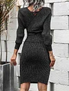 V-Neck Batwing Sleeves Long Sleeve Sexy Slim Skirt Two-Piece Suit