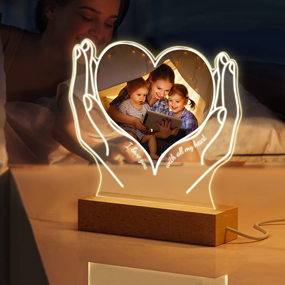 Loveyoufancy Personalized Photo Acrylic Night Light Gift for Mom from Daughter Son