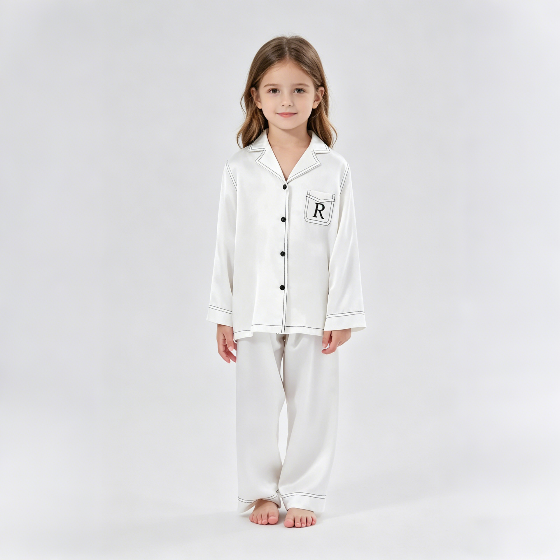 Monogrammed 100 Long Sleeve Silk Pajamas For Kids REAL SILK LIFE
