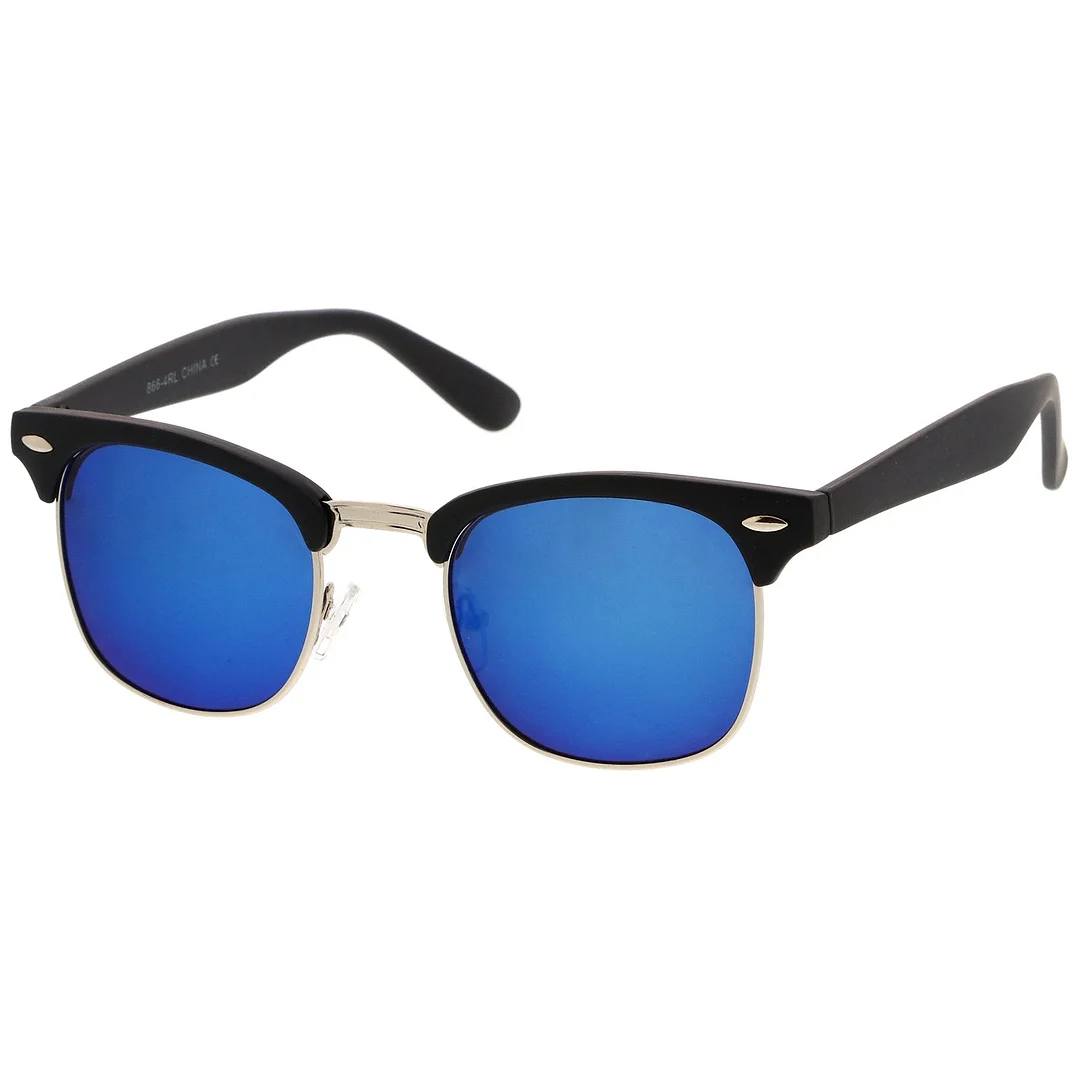 Premium Half Frame Colored Mirror Lens Horn Rimmed glasses 50mm