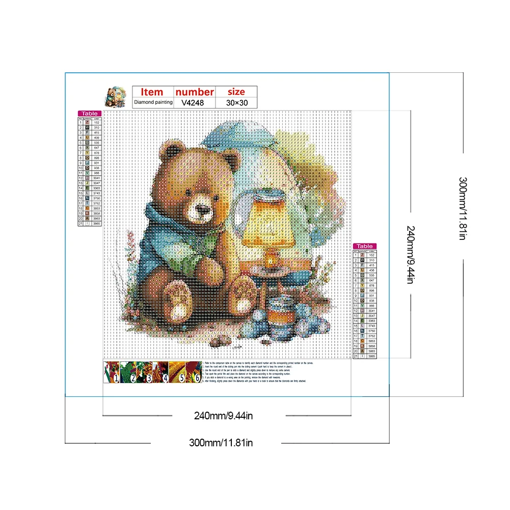 Full Round Diamond Painting 30*30cm - Warm Little Bear