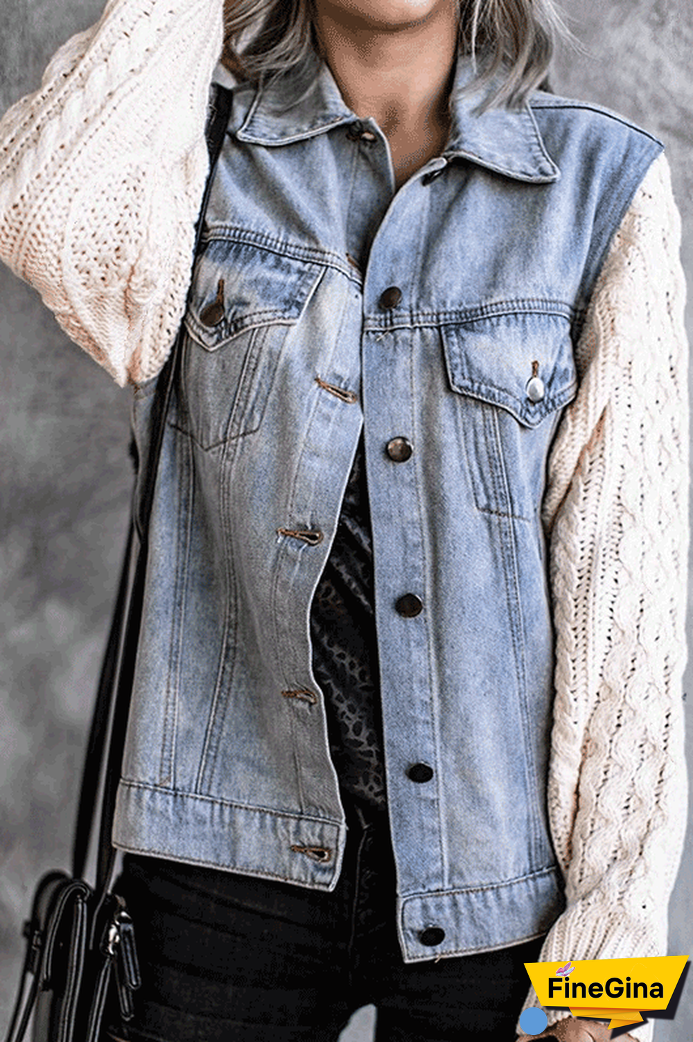 Denim Knitted Patchwork Jacket
