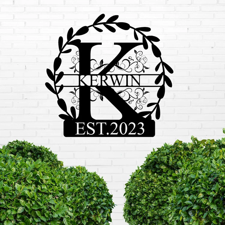Custom Metal Signs with Last Name Date Personalized Metal Name Sign Customized Established Family Name Sign Outdoor Sign Wall Art Split Letter Monogram Wall Decor Wedding Housewarming Gift