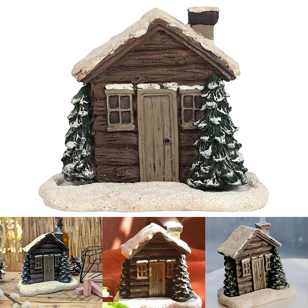 Christmas Town Hut Resin Snowy Winter Incense Burner for Table Centerpiece Decor