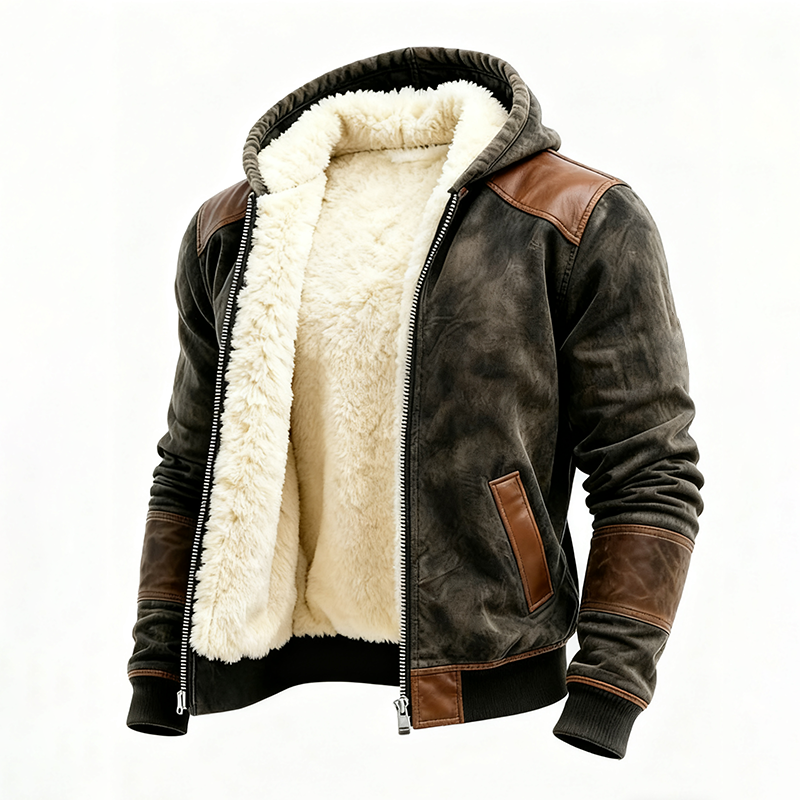 Men's Autumn/Winter New Style Hooded Retro Washed Suede Casual Jacket-inspireuse