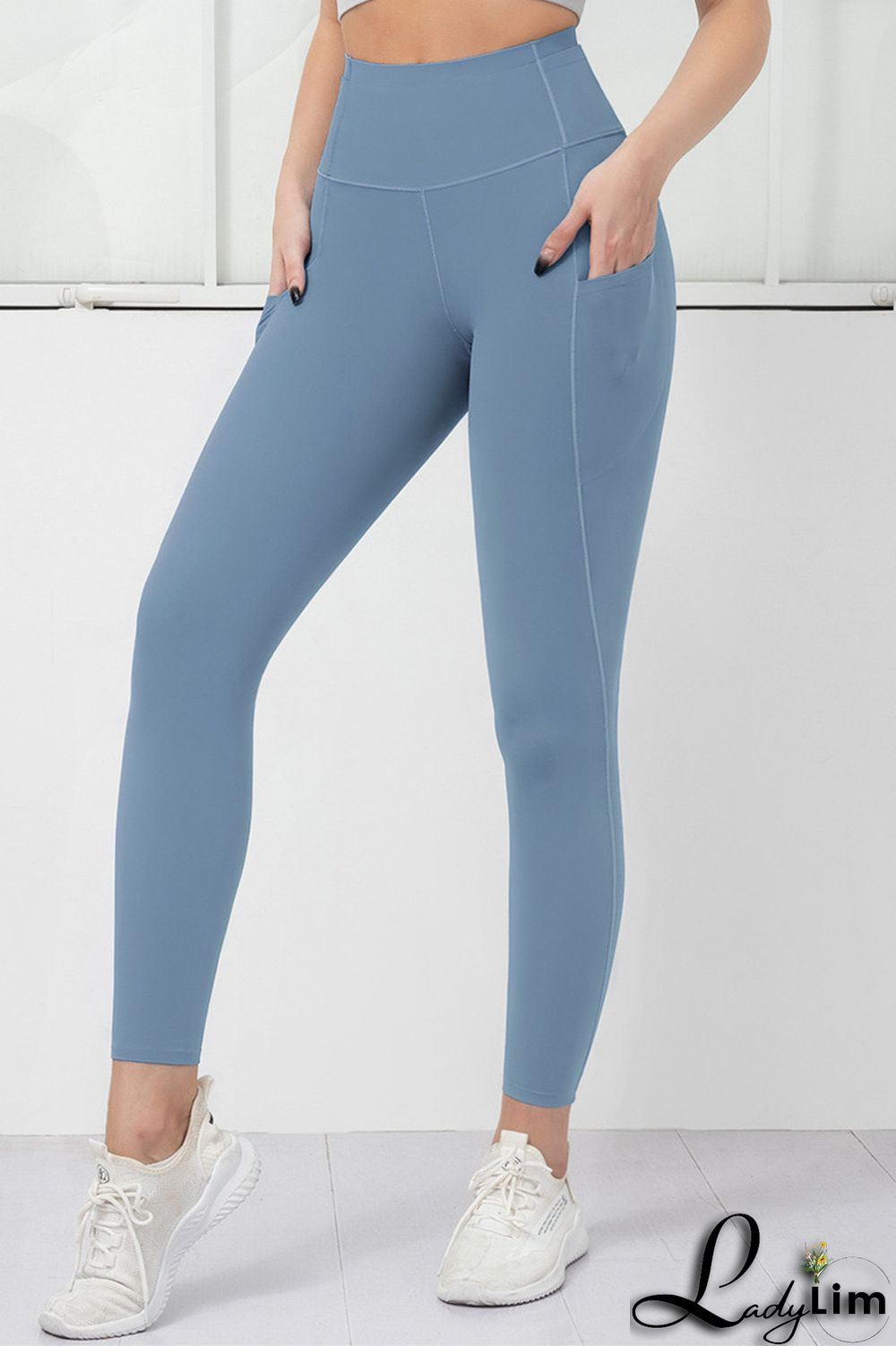 Orange Pink Casual Sportswear Solid Basic Skinny High Waist Trousers