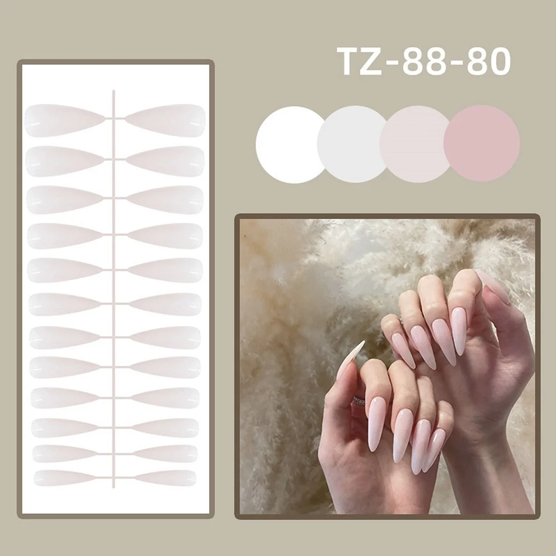 24pcs/Bag Detachable Long Stiletto False Nails Ballerina Nails Full Cover Nail Tips Press On Nails Colorful Artificial Fake Nail-Nail Inspo