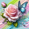 Diamond Painting - Full Round Drill - Rose Butterfly(Canvas|40*40cm)