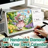 2027-2028 Two-Year Diamond Painting Calendar Kit, 13 Exquisite Multicolor Butterfly And Floral Illustrations, Large Size Desk Calendar, Mosaic Art Coil-Bound Desktop Planner