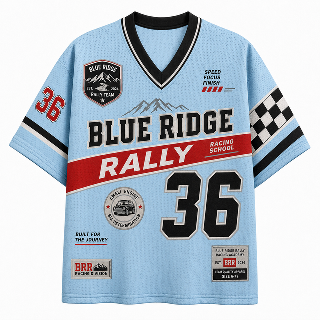 Surf Blue Ridge Rally Cotton T-Shirt - Light Blue / Navy / Red