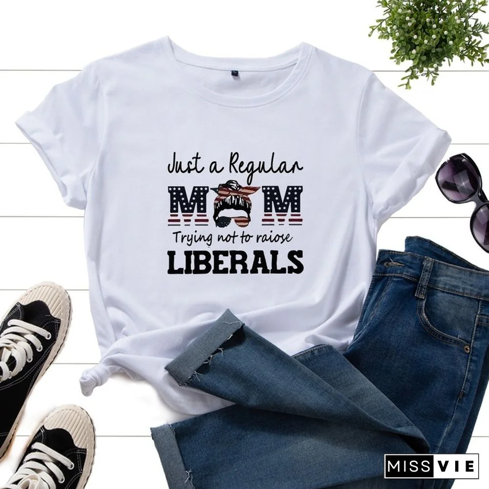 Casual Women Graphic Fashion Short Sleeve Letter Print Female Summer Cotton T-shirt Ladies Regular Daily Round Neck Tee Top