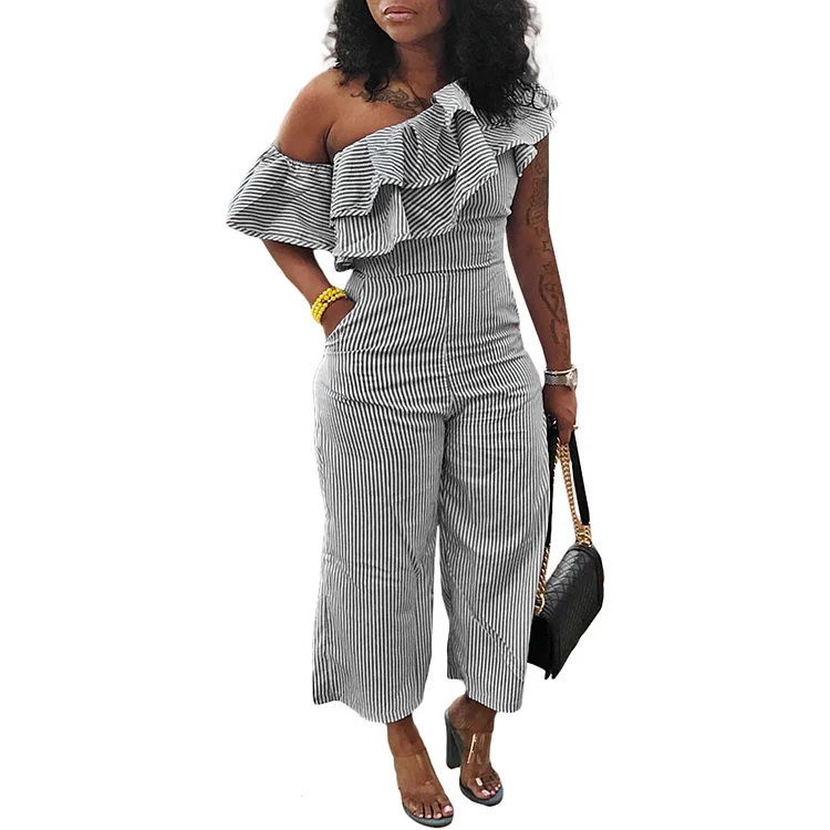 Ladies Striped Bandeau Jumpsuit