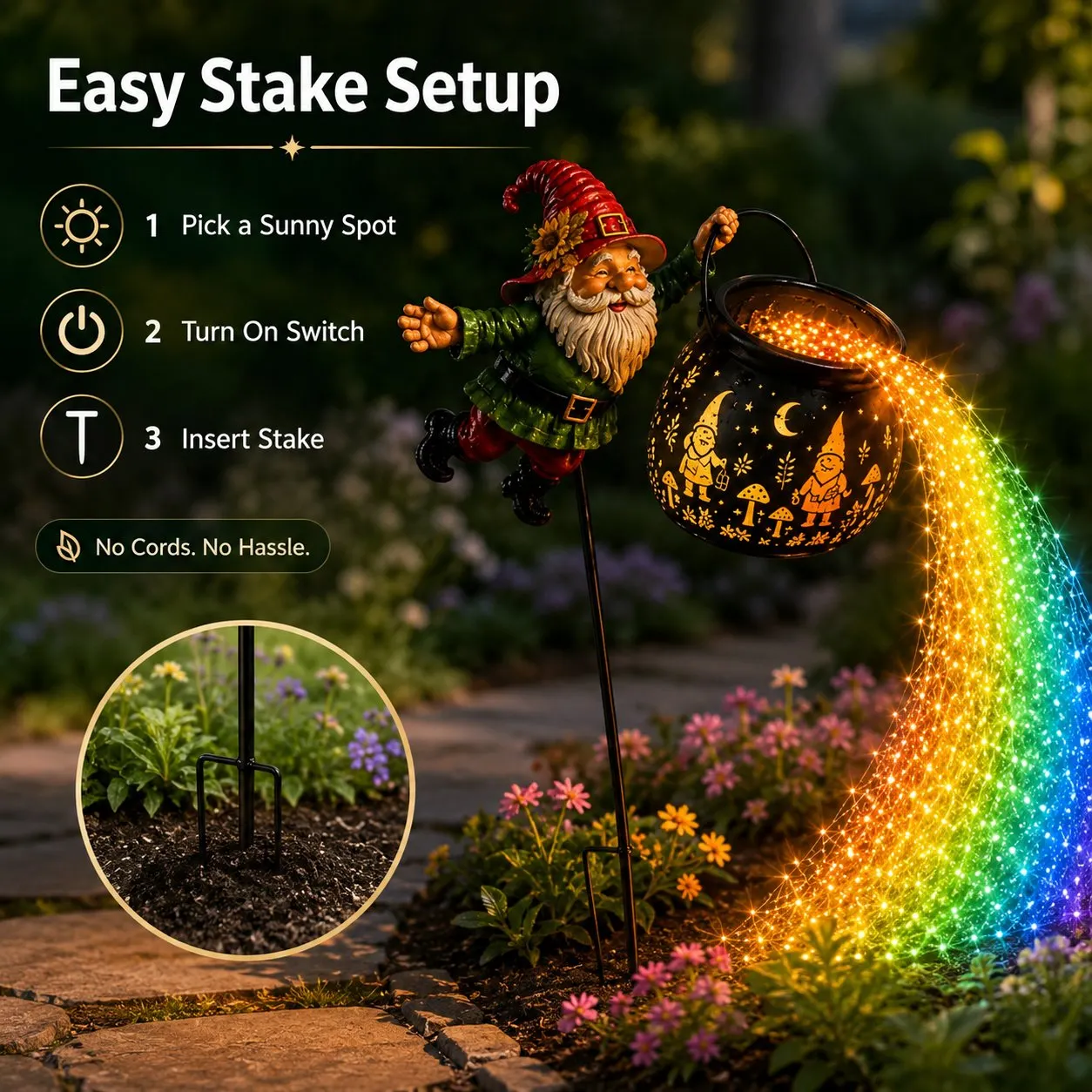 Solar panel and durable outdoor ground stake structure