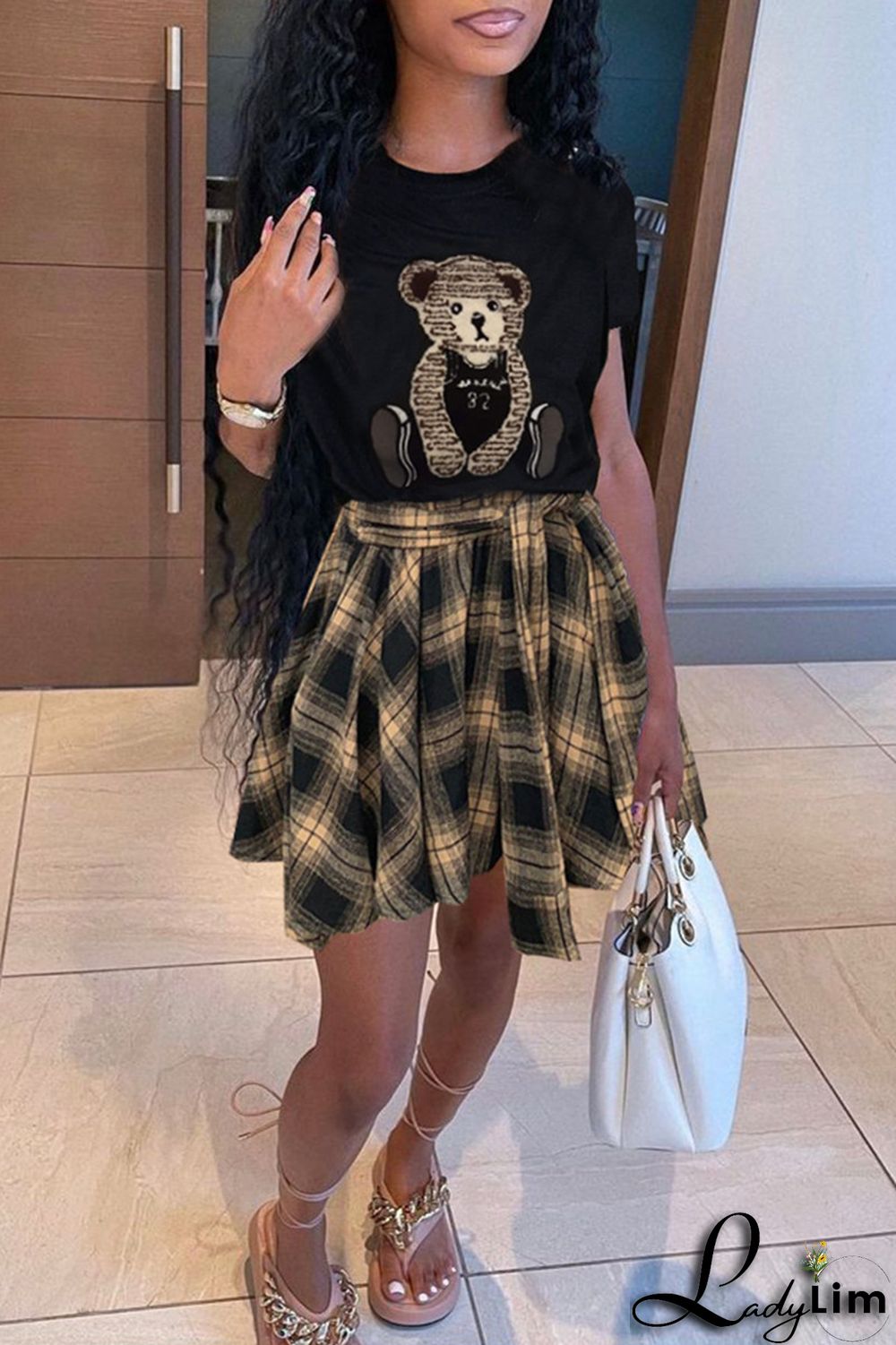 Black Fashion Casual Embroidery Patchwork O Neck Short Sleeve Two Pieces