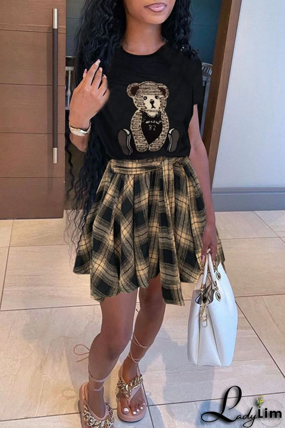 Black Fashion Casual Embroidery Patchwork O Neck Short Sleeve Two Pieces