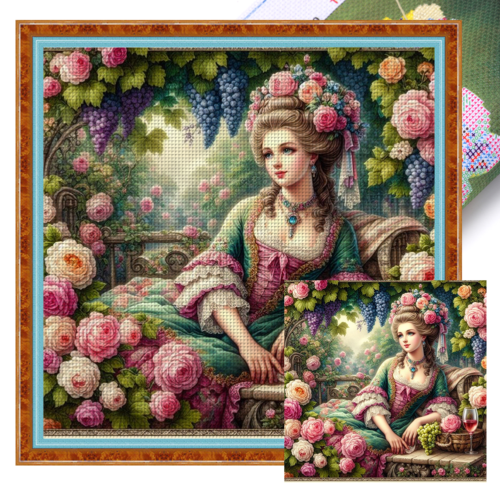 Flower Girl Full 11CT Pre-stamped Canvas(50*50cm) Cross Stitch
