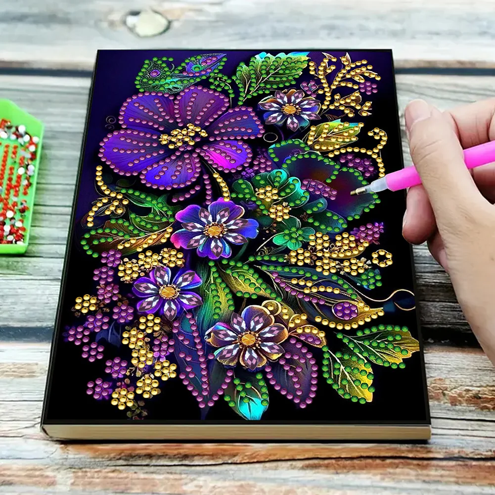 DIY Flower 50 Pages A5 Special Shaped Diamond Drawing Notebook Art