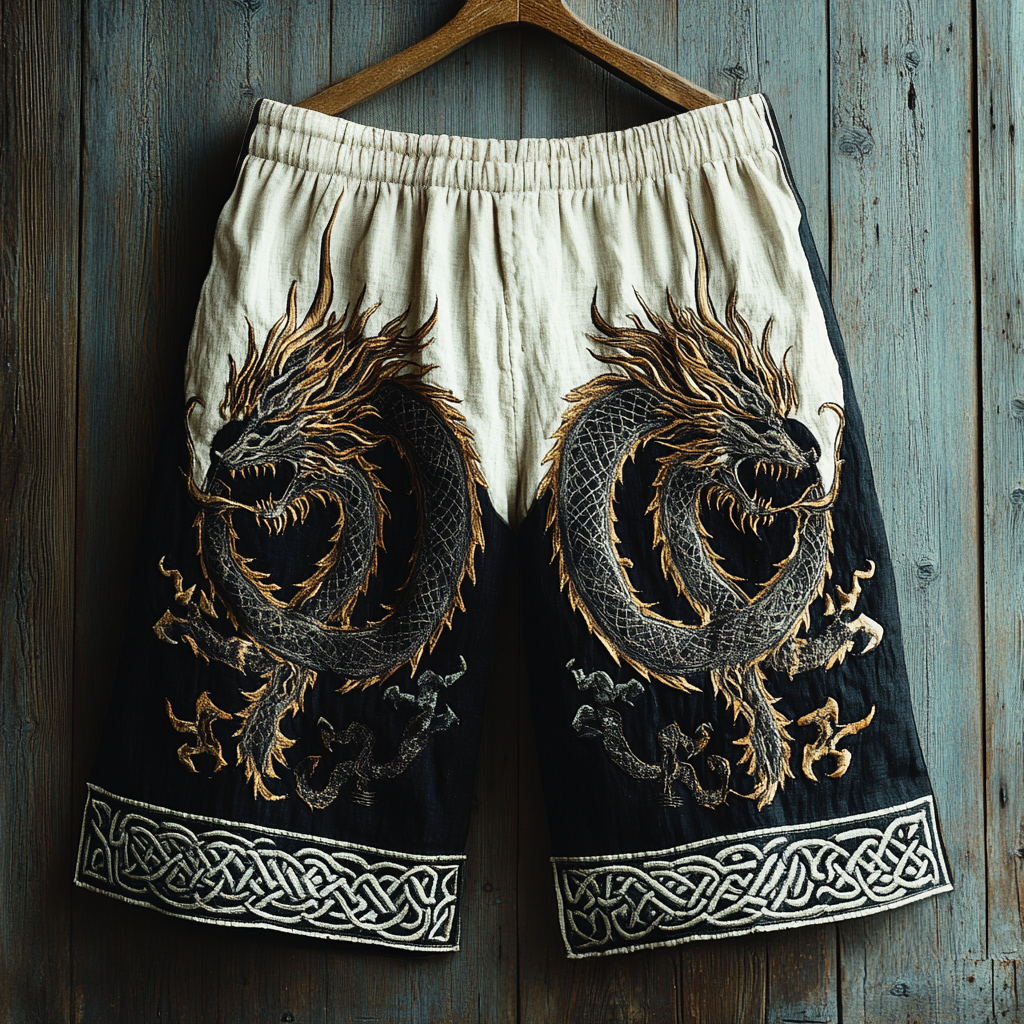 Men's Viking Tribal Dragon Knot Art Casual Shorts / Rvogue / Rvogue