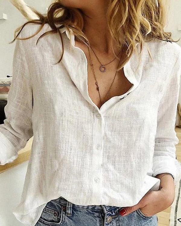 Women Vintage Cotton-Blend Blouse Shirts