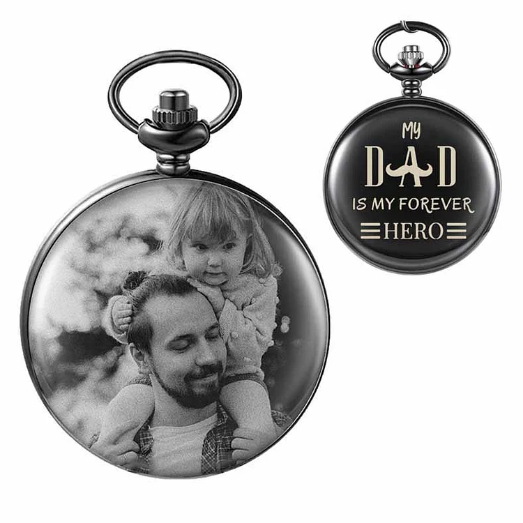 Personalized Photo Pocket Watch My Forever Hero Watch for Dad