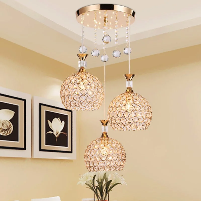 Dining Lamp Chandelier Single Head Three Head Led Simple Bar Bedroom Creative Personality Dining Room Crystal Dining Lamp