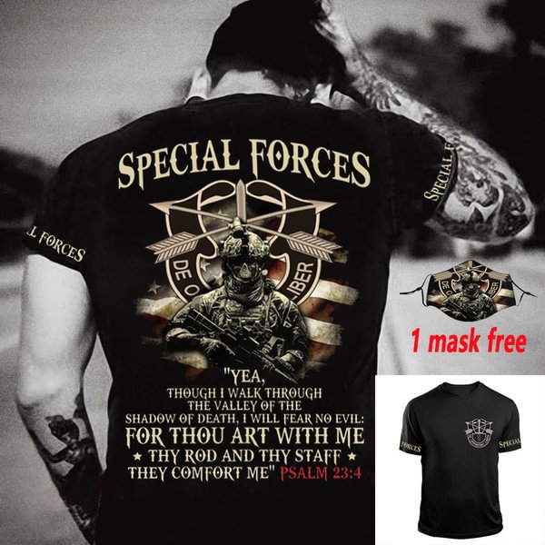 Special Forces Yea Though I Walk Through The Valley of The Shadow of Death T Shirt - BlackFridayBuys