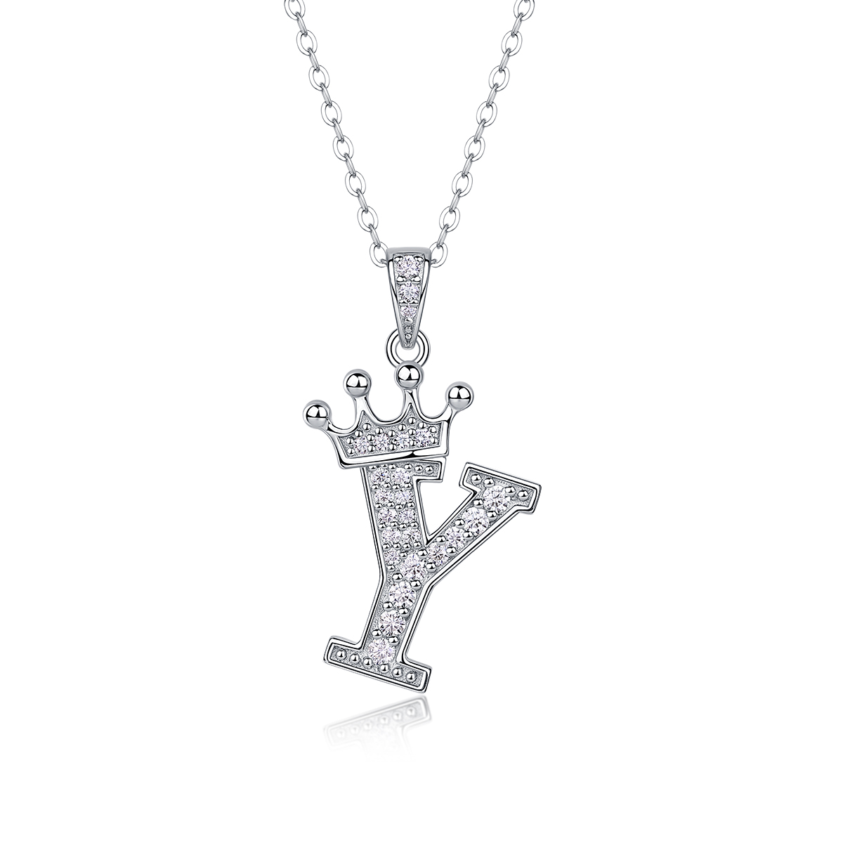 925 Silver Initial Necklace Sparkling Full Moissanite Diamond Pendant Charm Necklaces for Women Letter Name Choker Jewelry Gift