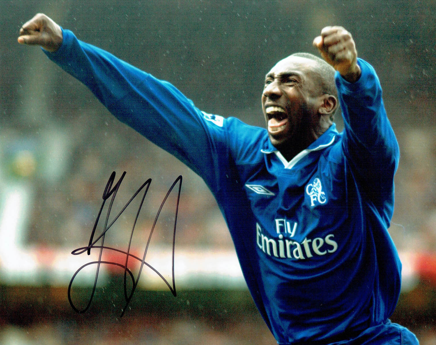 Jimmy Floyd HASSELBAINK SIGNED Autograph 10x8 Photo Poster painting B AFTAL COA Chelsea Legend