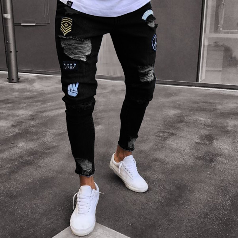 Fashion Ripped Hole Jeans HH034