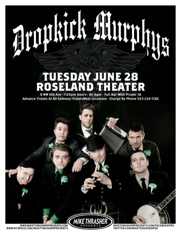 DROPKICK MURPHYS 2011 Gig POSTER Portland Oregon Concert