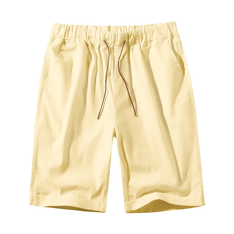 Men's Linen Solid Color Drawstring Shorts
