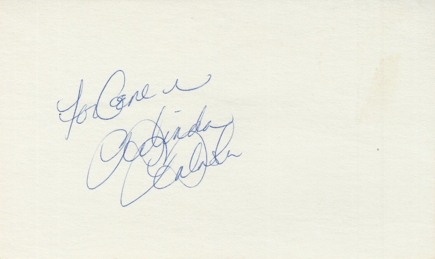 BELINDA BALASKI hand-signed 3x5 card - UACC RD COA - authentic - NICE AUTOGRAPH