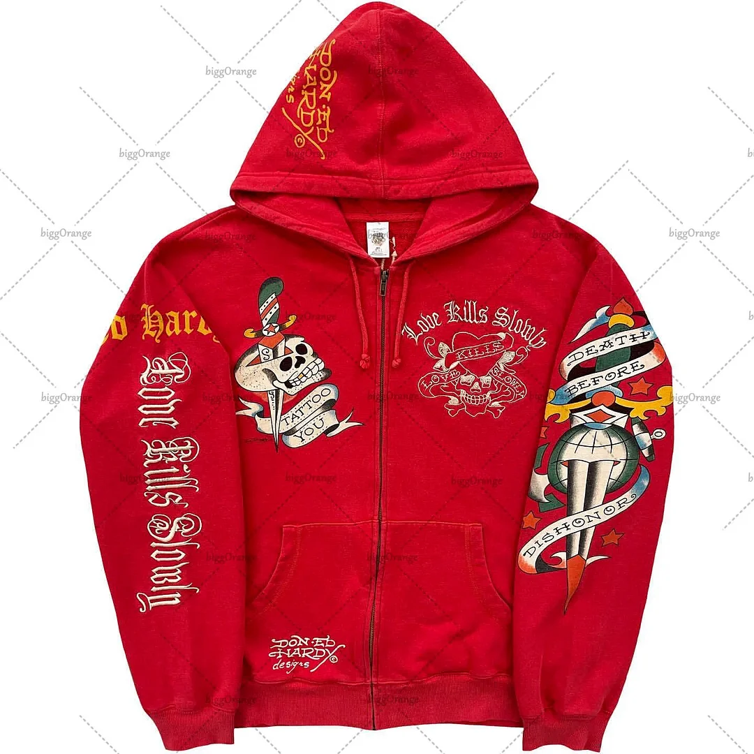 Zingj Popular Hip Hop Zipper Hoodies Men Y2K New Harajuku Vintage Sweatshirts Punk Rock Plus Size Loose Anime Hoodie Cardigan