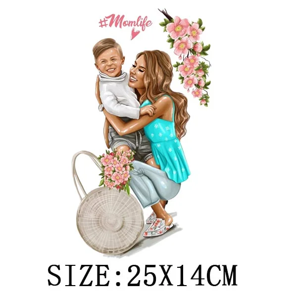 Mom&Children Thermal Stickers On T-shirt DIY Washable Patch On Clothes Lovely Design Iron On Transfer For Hoodies Hat Decoration