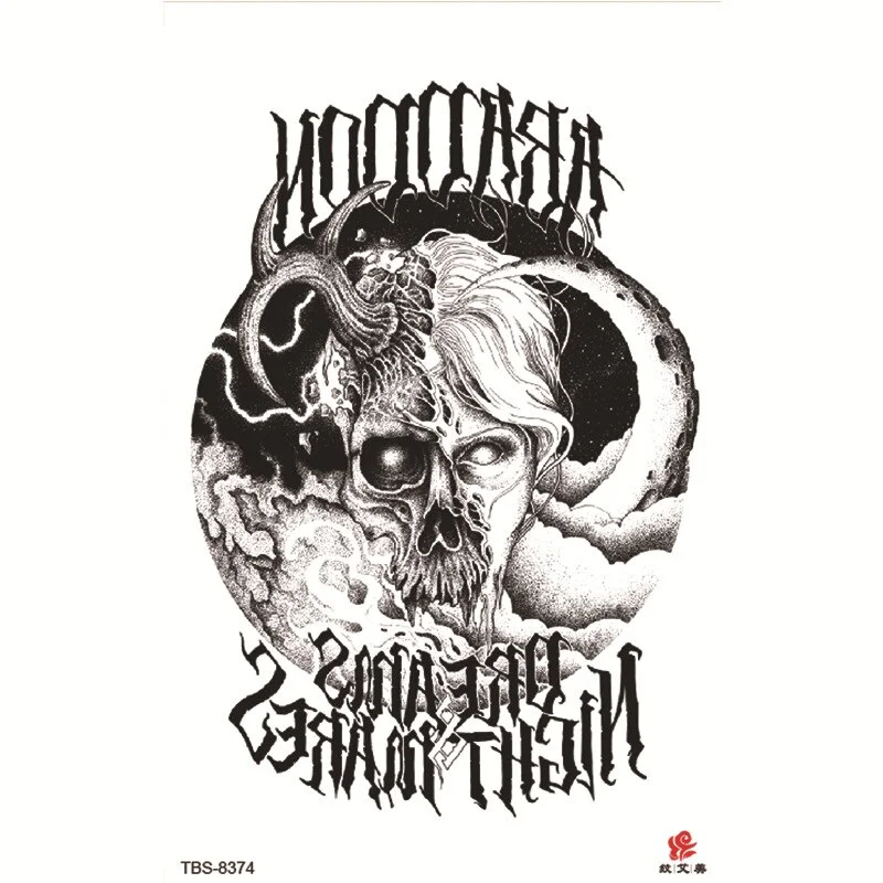 Sdrawing Temporary Tattoo Sticker Forest Lion Tiger Flash Tattoos Women Skeleton Skull Bodi Art Arm Fake Tatoo Men Body Woman
