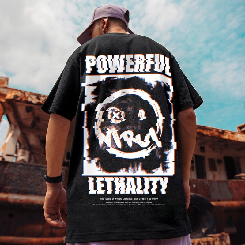 Summer Loose Cozy Powerful Lethalaty Couple Streetwear T-shirts-VESSFUL