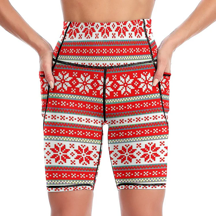 Personalized Design Women's Knee-Length Yoga Shorts Christmas