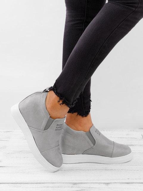 Fashion Letter Slip On Faux Suede Wedge Heel Casual Shoes -loafers