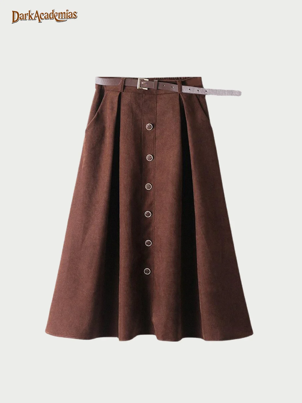 Corduroy Button Skirt (Belt Included) / DarkAcademias /Darkacademias