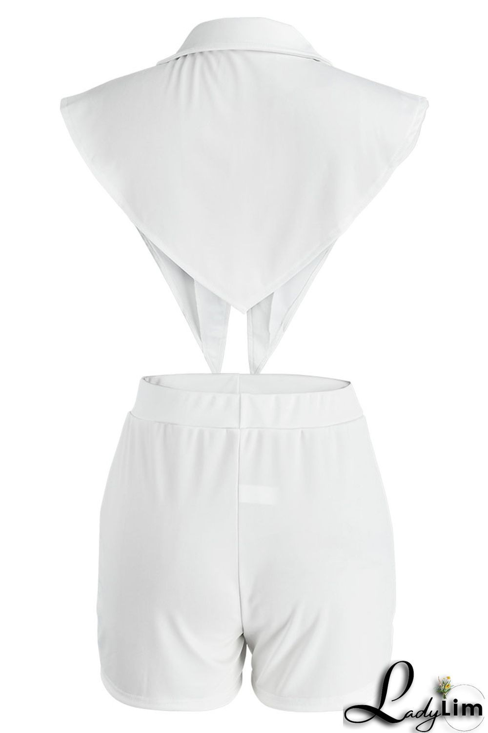 Black Sexy Solid Backless Asymmetrical V Neck Sleeveless Two Pieces