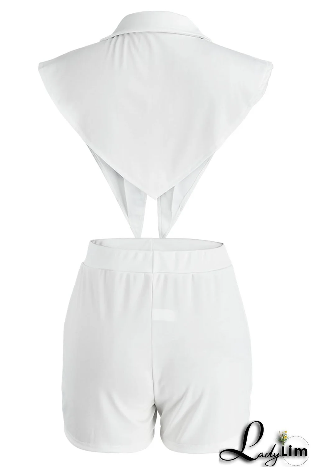 Black Sexy Solid Backless Asymmetrical V Neck Sleeveless Two Pieces